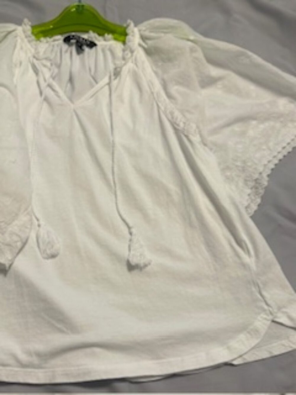 RL White lace and cotton short sleeve blouse